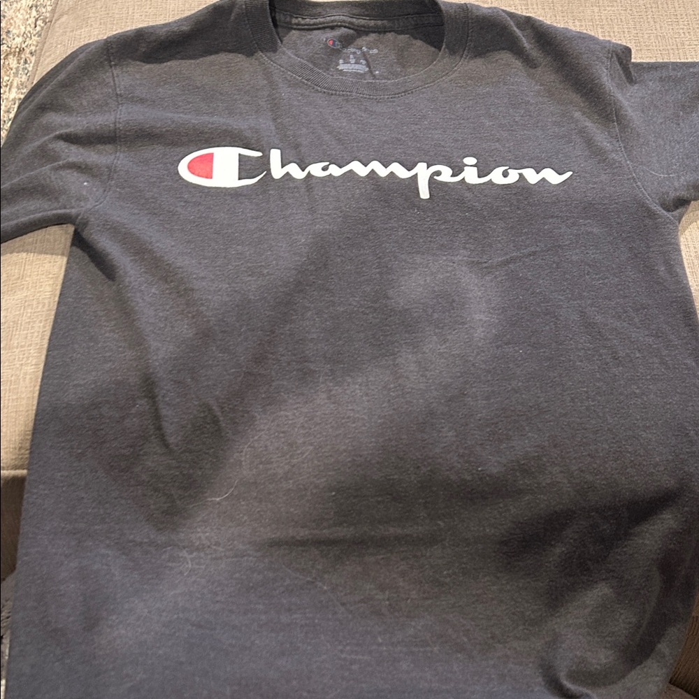 Champion Black Tee with Iconic Logo